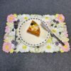 Rectangular floral leaf embroidered placemat