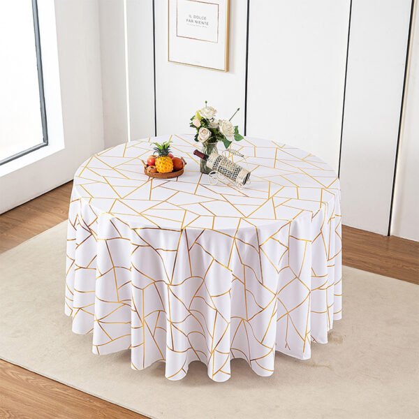 Geometric Foil Printed Polyester Tablecloth | GeoWeave