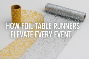 Gold and Silver Foil Mesh Table Runners for Wedding and Holiday Table Decoration