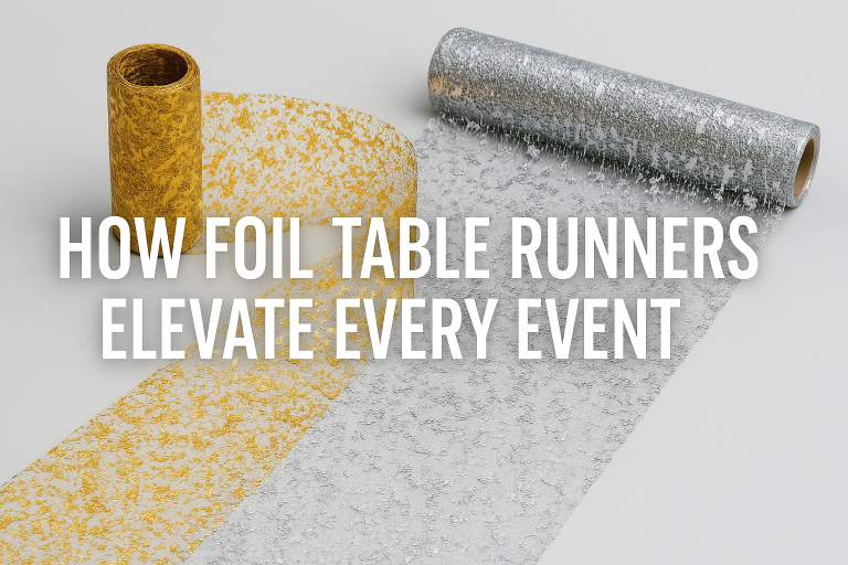 Gold and Silver Foil Mesh Table Runners for Wedding and Holiday Table Decoration