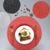 Metallic round placemat 38cm silver grey