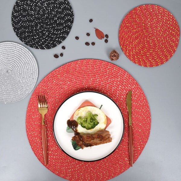 Metallic round placemat 38cm silver grey