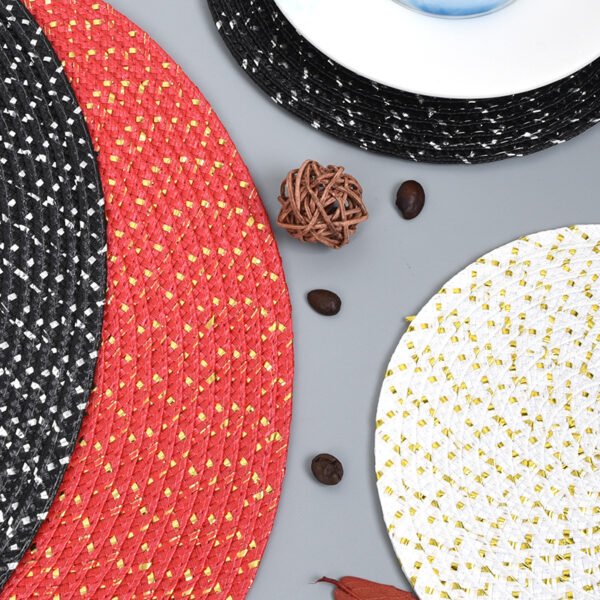 Metallic round placemat 38cm silver grey