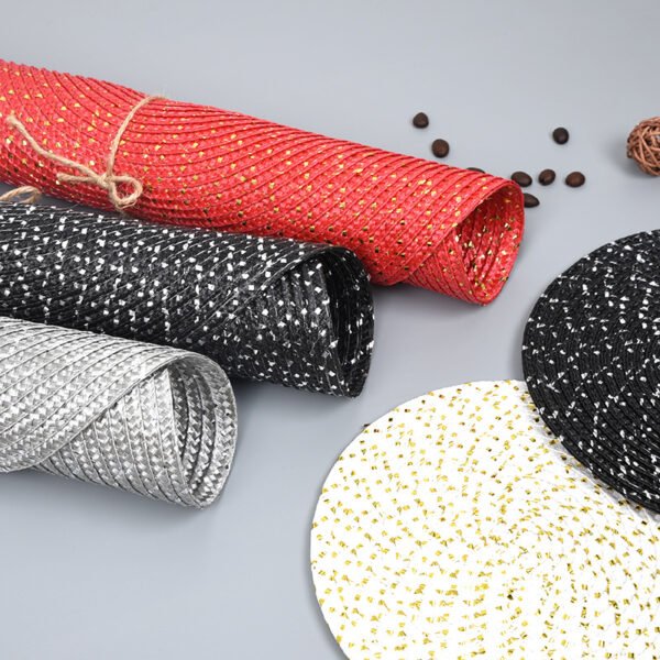Metallic round placemat 38cm silver grey