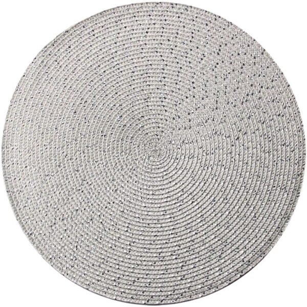 Metallic round placemat 38cm silver grey