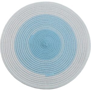 Handmade gradient cotton round placemat blue 30cm