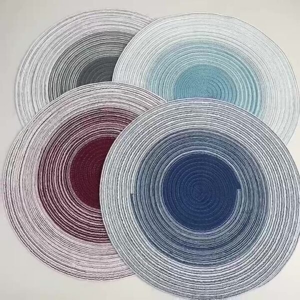 Handmade gradient cotton round placemat blue 30cm
