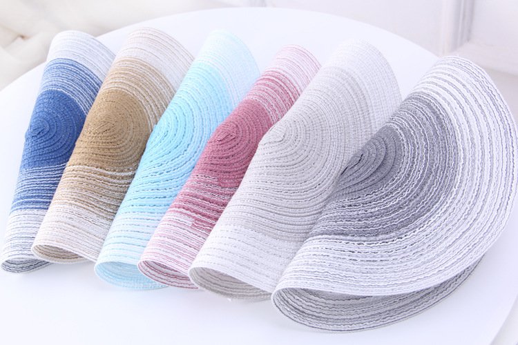 Handmade gradient cotton round placemat blue 30cm