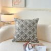 Gray geometric embroidered cotton cushion cover 45x45cm