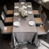 gray satin tablecloth (1) Elegant Gray Satin Rectangular Tablecloth – Thickened High-Density Polyester