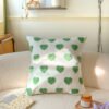 green cotton cushion (12) Green geometric embroidered cotton cushion cover 45x45cm