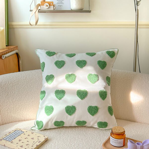 green cotton cushion (12) Green geometric embroidered cotton cushion cover 45x45cm