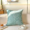 green cotton cushion (16) Green geometric embroidered cotton cushion cover 45x45cm