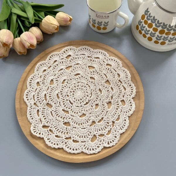 handmade crochet cup mat (1) Handmade crochet cup mat 26cm forest-style lace doily