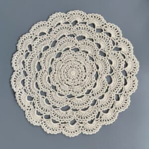 Handmade crochet cup mat 26cm forest-style lace doily