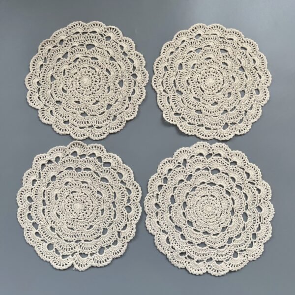 handmade crochet cup mat (5) Handmade crochet cup mat 26cm forest-style lace doily