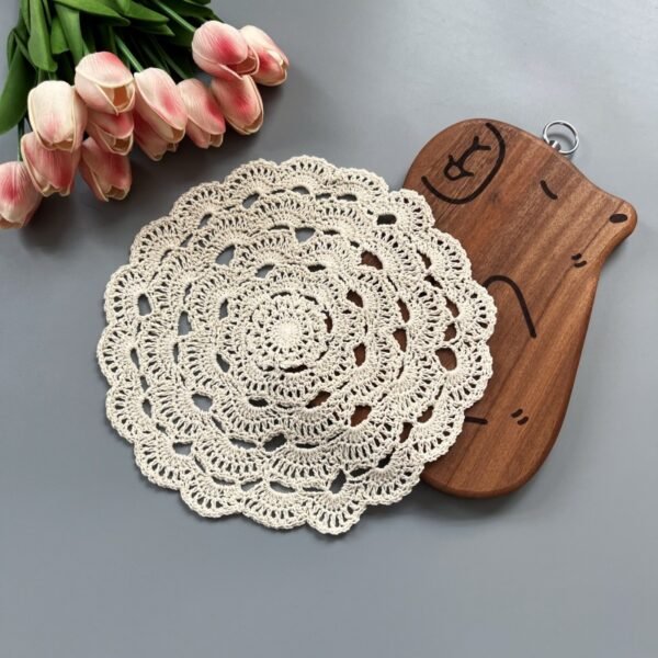 handmade crochet cup mat (6) Handmade crochet cup mat 26cm forest-style lace doily