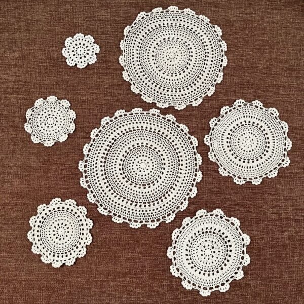 handmade crochet doily (1) Handmade crochet lace doily 40cm round floral pattern