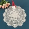 handmade crochet doily (2) Handmade crochet lace doily 40cm round floral pattern