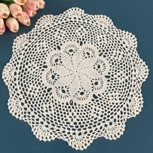 Handmade crochet lace doily 40cm round floral pattern