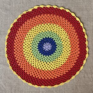 Handmade crochet rainbow placemat 40cm color-block cotton round mat