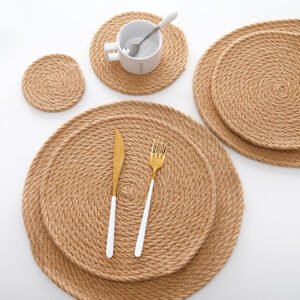 Handmade jute round placemat 30cm