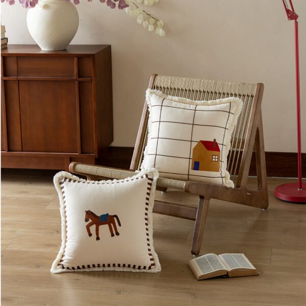 horse embroidered cushion