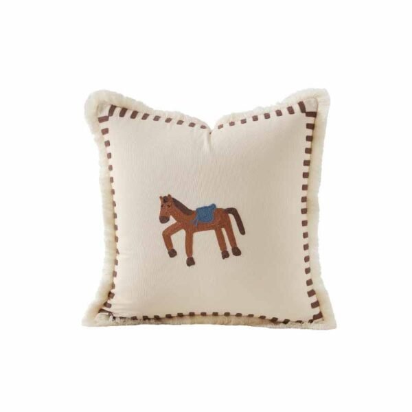 horse embroidered cushion