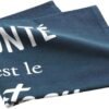 kitchen towel (2) Navy Blue Printed Cotton-Linen Tea Towel