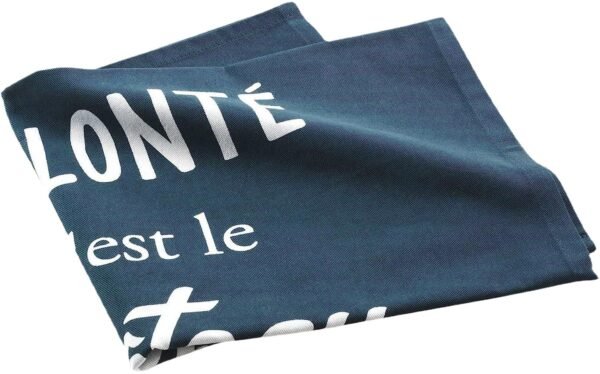 kitchen towel (2) Navy Blue Printed Cotton-Linen Tea Towel
