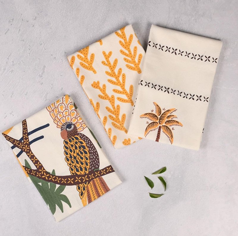 rustic cotton kitchen towel print
