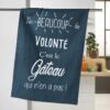 kitchen towel (3) Navy Blue Printed Cotton-Linen Tea Towel