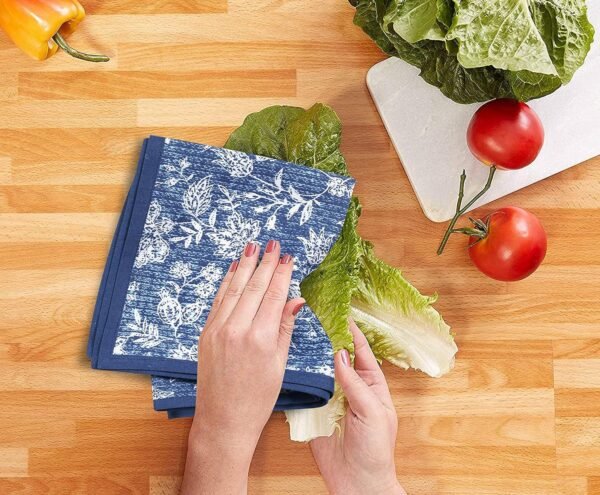 kitchen towel (3) Blue Printed Cotton Kitchen Towel