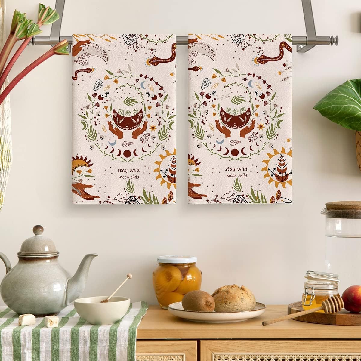 modern floral kitchen towel print