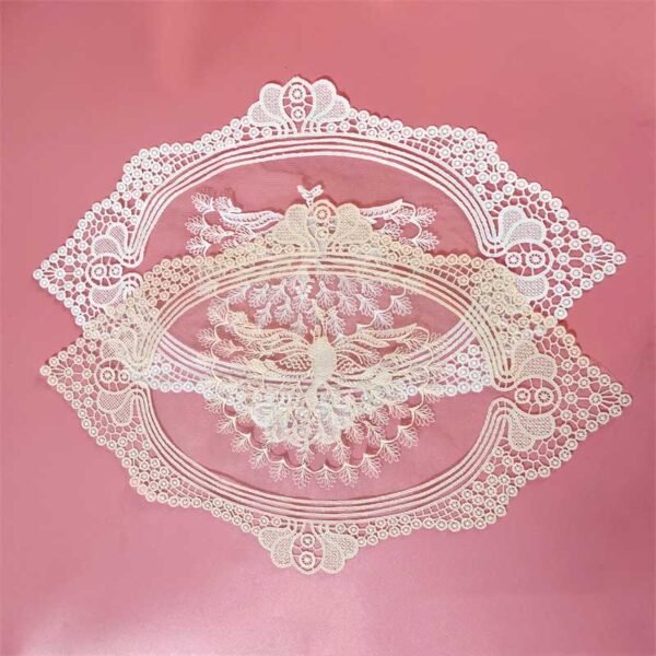 european mesh lace embroidered placemat peacock white light yellow