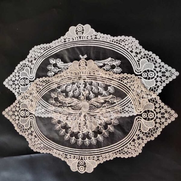 european mesh lace embroidered placemat peacock white light yellow