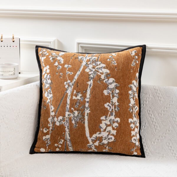 leaf chenille cushion (1) Leaf chenille cushion cover 45x45cm luxury textured fabric