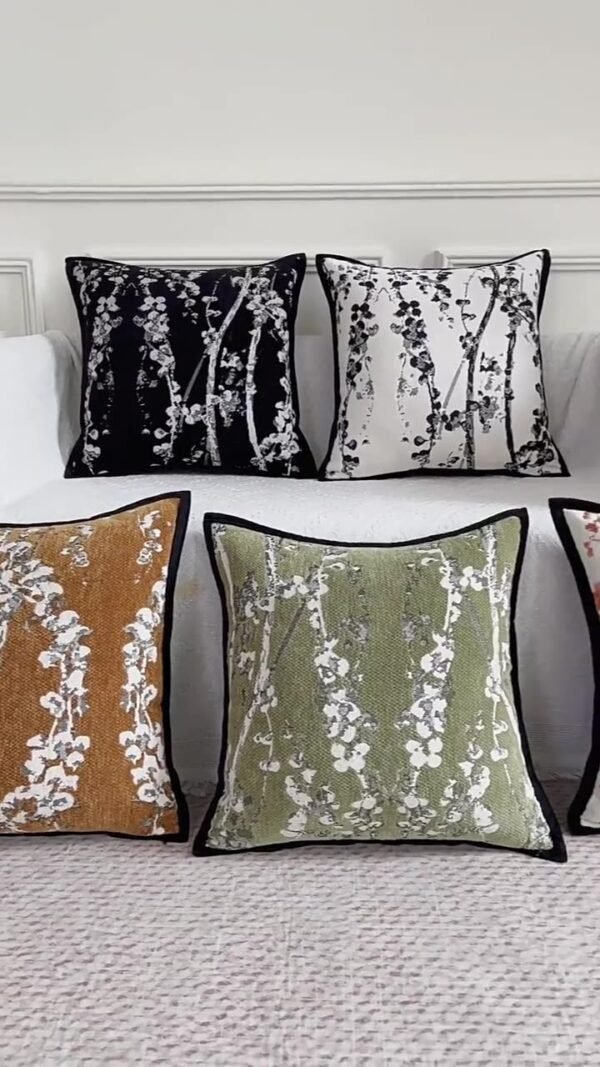 leaf chenille cushion (2) Leaf chenille cushion cover 45x45cm luxury textured fabric