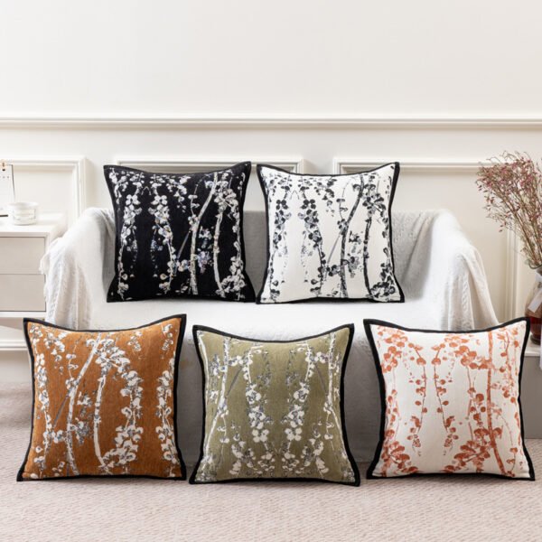 leaf chenille cushion (3) Leaf chenille cushion cover 45x45cm luxury textured fabric