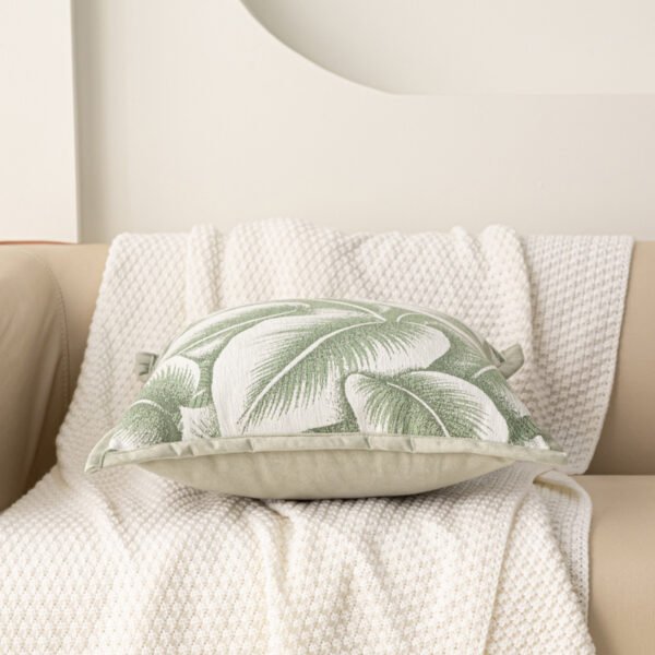 leaf chenille cushion (3) Chenille leaf pattern cushion cover 45x45cm
