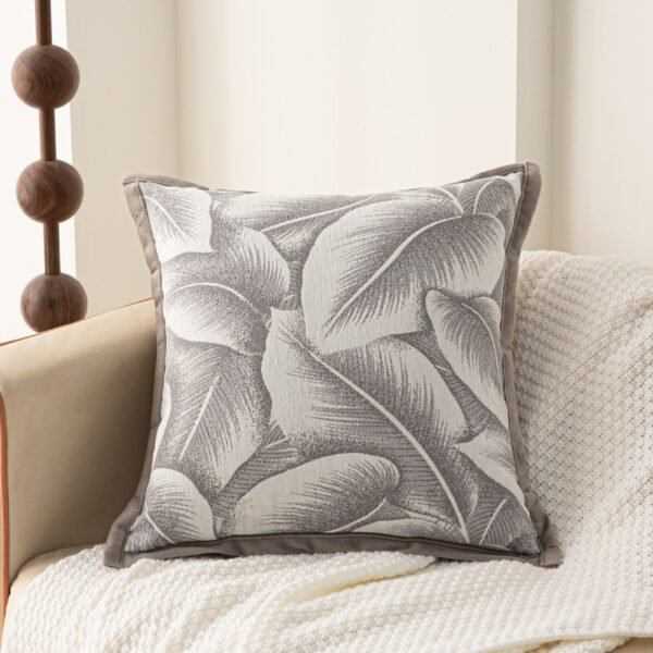 leaf chenille cushion (6) Chenille leaf pattern cushion cover 45x45cm