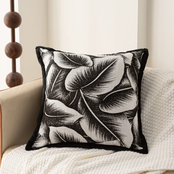 leaf chenille cushion (7) Chenille leaf pattern cushion cover 45x45cm