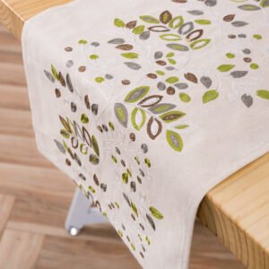 leaf embroidered table runner