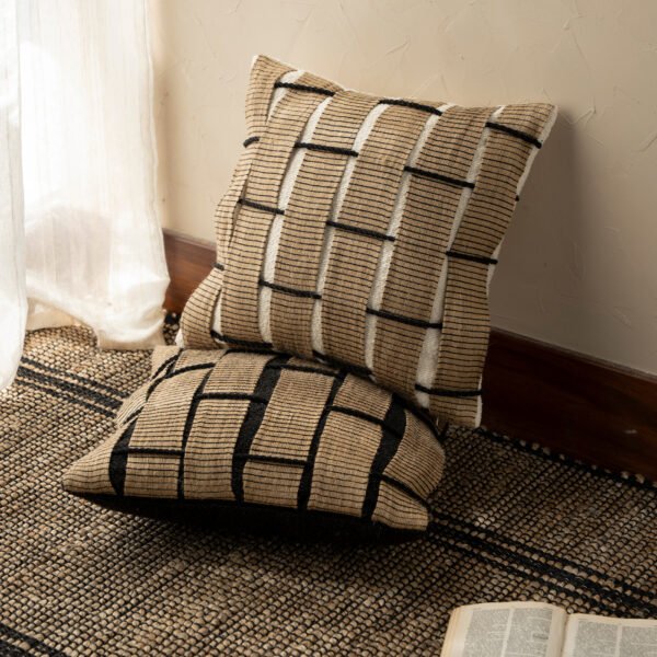 Vintage linen blend cushion cover 45x45cm