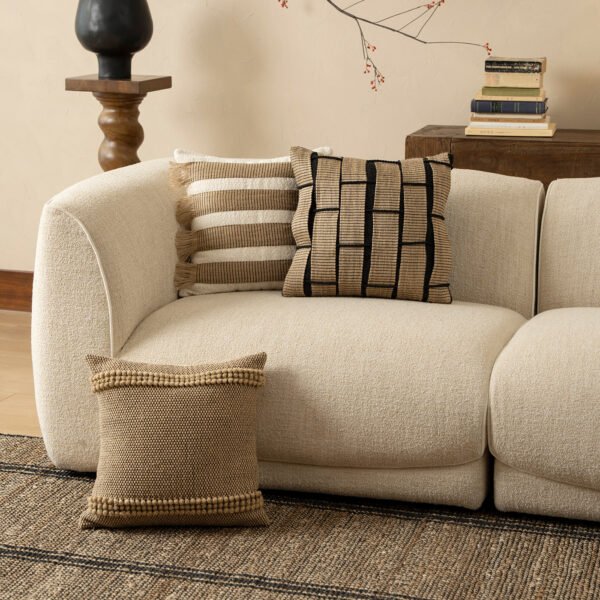 Vintage linen blend cushion cover 45x45cm