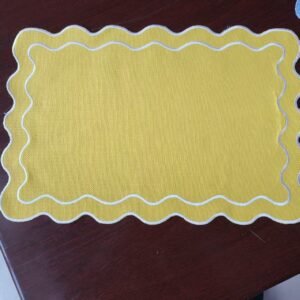 Linen embroidered placemat with floral cutwork