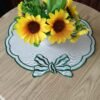 Linen embroidered placemat with floral cutwork