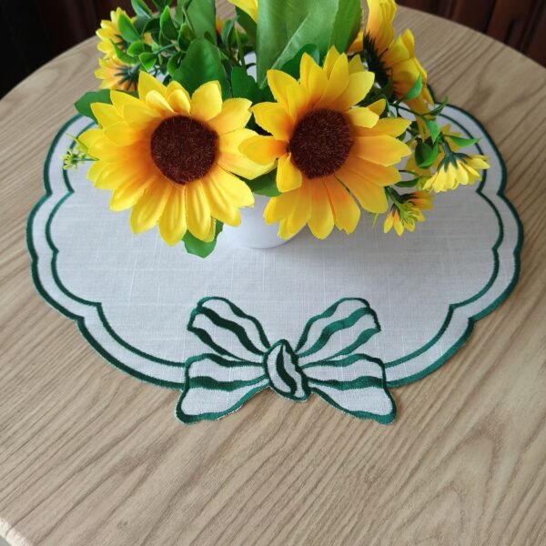Linen embroidered placemat with floral cutwork