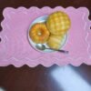 Linen embroidered placemat with floral cutwork