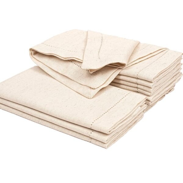 linen napkin (2) Natural Linen Cotton Napkin with Drawn Thread Edges | GeoWeave